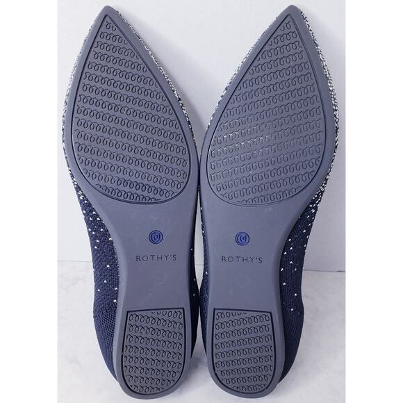 ROTHY'S The Point Midnight Sparkle Slip On Shoes Flats Blue Women's Size 10 - Picture 12 of 14